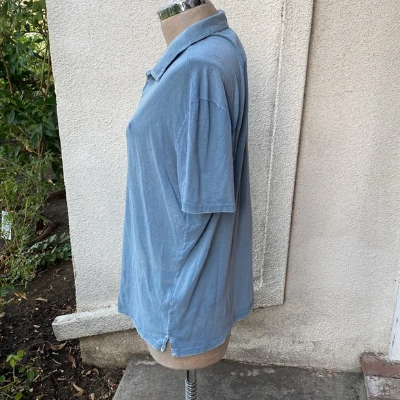 John Varvatos blue Leroy Johnny collar style 100% cotton men’s stretchy shirt - Picture 6 of 11